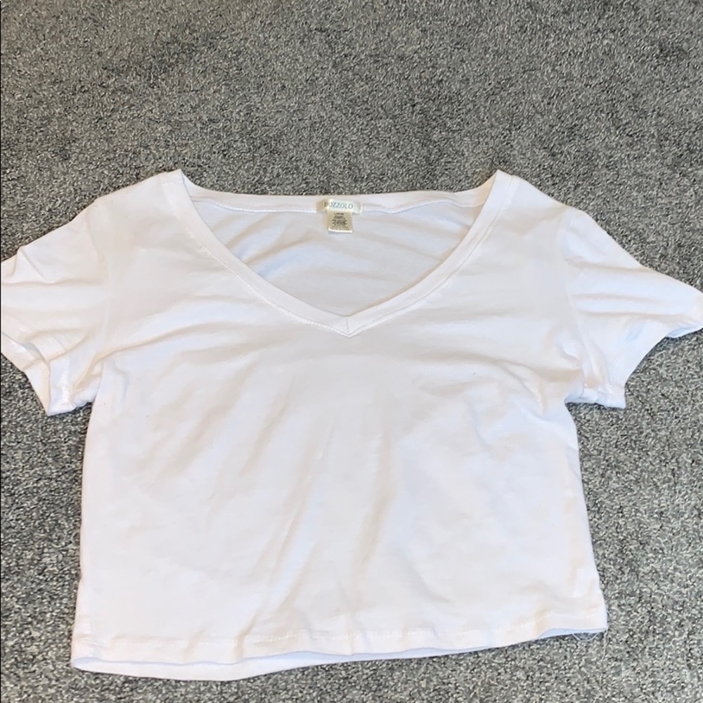 White short sleeve crop top.